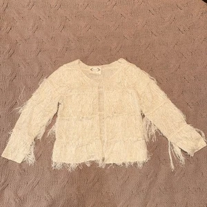 Joyfolie Mia Joy “Kylie” Girls Sz 6 Cream Fringe Cardigan/Sweater/Jacket - Picture 1 of 12