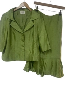 Minuet Skirt Suit Fish Tail Lime Green Lined Size 14 - Picture 1 of 9