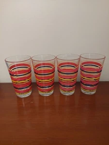 4 Fiesta Fiestaware Striped Orange Red Black Yellow Tumblers 5 3/4" - Picture 1 of 4