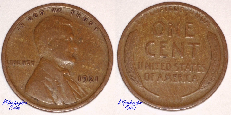 1921 Lincoln Wheat Cent - Woody Wood Grain Improper Alloy Mix - Rare Error Coin - Image 1 of 4