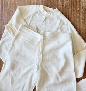 NEW Madewell Waffle-Knit Mockneck Top & Straight-Leg Sweatpants Set Medium White - Picture 1 of 6
