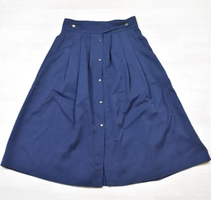80s does 40s  Liberated Lady California Midi Skirt Blue Pleated Old Money VTG - Picture 1 of 4