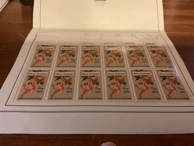 US  Stamps Sc 1580 Christmas Card Angel Bell Full  Block of 12 Stamps MNH 1975 - Image 1 of 2