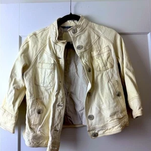 vintage Gap leather Jacket Vtg Small Crème off- white Crop length - Picture 1 of 16