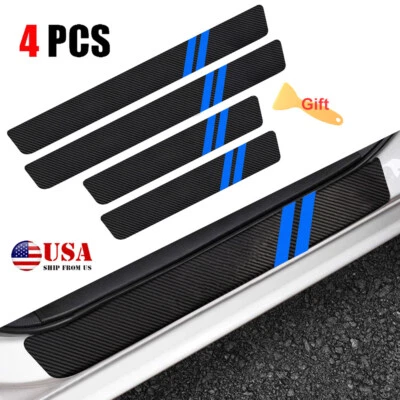 4X Cubierta protectora de placa de umbral de puerta de coche azul para Dodge Charger Journey M7 Foto 1 de 4