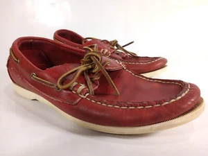 AE by Allen Edmonds Cuero Rojo Marítimo Dos Ojos Barco Zapatos Talla 9 - Imagen 1 de 5