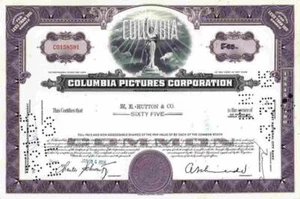 COLUMBIA Pictures Corp 1960s Sony SPE TRI STAR Motion Coca Cola 1 Sh. Jack Cohn - Picture 1 of 1