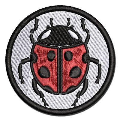 Ladybug Drawing Multi-Color Embroidered Iron-On Patch Applique - Image 1 of 4