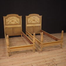 Pair of lacquered wood beds Louis XVI style painted furniture from the 1960s