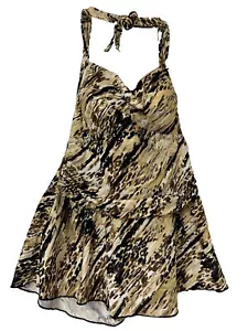 Swimsuits For All One Piece Bathing Suit Women's 18 Skirted Brown Gold Lined - Picture 1 of 21