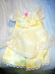 2004 DISNEY HELLGELBES KLEID MIT SCHIMMERNDEM ÜBERROCK UND ÄRMELN ROSA SCHLEIFEN - Bild 1 von 6