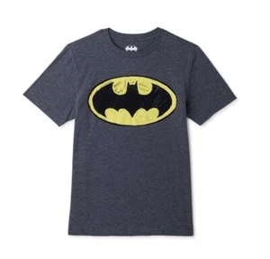 BATMAN Boys Size S (6-7) Crayon Logo T-Shirt, Short Sleeve Charcoal - Picture 1 of 4