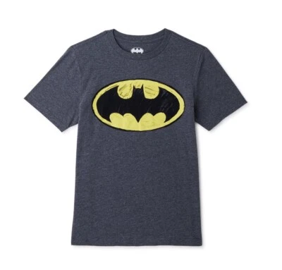 BATMAN Boys Size L (10-12) Crayon Logo T-Shirt, Short Sleeve Charcoal - Image 1 of 4
