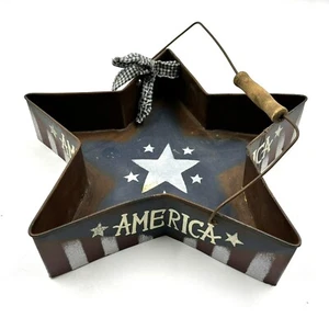 Metal Star Americana Patriotic Shelf Decor American Flag Red White Blue Bucket - Picture 1 of 12