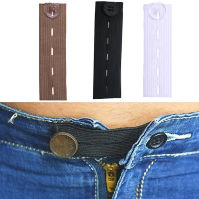 3Pack Elastic Waist Band Extender Button Trouser Jeans Maternity Skirt Expander - Image 1 of 4