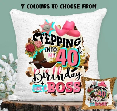 40th Birthday Cushion Cover Sequin - image 1 of 3