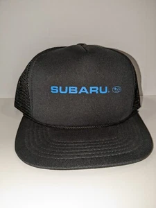 Vintage Subaru Black Mesh Trucker Hat Snap Back Auto The Sportsman Drift Racing - Picture 1 of 7