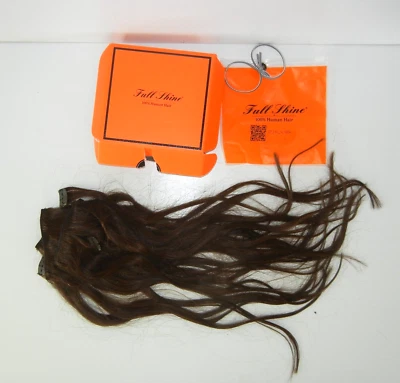 FULL SHINE Brunette Brown 100% HUMAN HAIR EXTENSIONS Women Beauty Product W/ BOX - Image 1 of 4