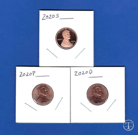 2020 P D S BU and Proof Lincoln Cent Penny Set-PD from Rolls-3 Pennies-IN STOCK Cover