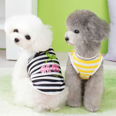 Striped Vest Dog Vest Pet Vest Fruit Print Vest Pet T-shirt Breathable Cute ! - Image 1 of 4