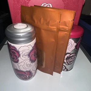 NEW Teavana Box Gift Set Strawberry Blush Rosé Oolong Tea Travel Tumbler Tea Tin - Picture 1 of 6