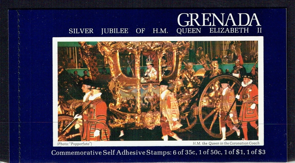 1977 GRENADA QEII SILVER JUBILEE BOOKLET.  MNH**. 9 BEND AND PEEL STAMPS. - Изображение 1 из 1