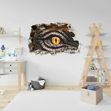 Kids Dinosaur Eye Wall Sticker 3D Smashed Wall Decal Boys Bedroom Nursery Decor