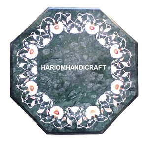 12" Marble Coffee Corner Table Top Semi Stone Inlaid Hallway Decor Gifts H2022 - Picture 1 of 4