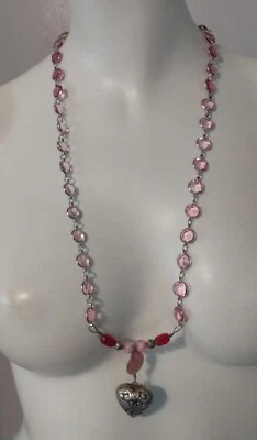 Lucky Brand Silver Tone With Acrylic Bezel & Glass Beads W/Shell & Heart Pendant - Image 1 of 4