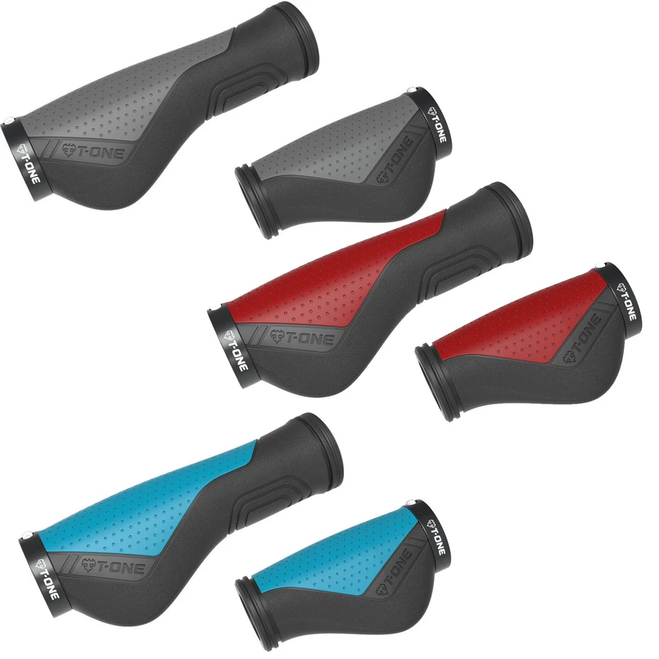 T-ONE Fahrrad Lenker Griffe Ergonomisch Ripple Ergo 130/90mm 1x Schraubensicher. - Bild 1 von 1