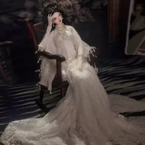 1/3 BJD bambola con giunto a sfera bambola resina set completo regalo ragazza bianco vestito lungo fatto a mano - Foto 1 di 9
