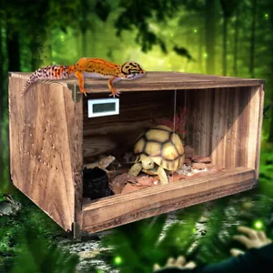 Reptile Enclosure Wooden Lizard Snake Frog Turtle Cage Animal Warm Keeping Box - Picture 1 of 16