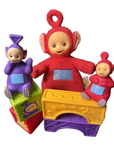 Figuras de dedo Teletubbies 1998 Tinky Winky Po Dipsy Laa-Laa + peluche Bonus Po - Imagen 1 de 20