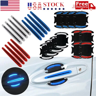 8x Reflective Car Door Handle Safety Strip Protective Film Sticker Warning Decal Foto 1 de 4