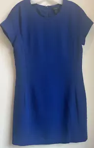 J. Crew Size 8 Short Cap Sleeve Sheath Dress Wool Lined Royal Blue Career Zipper - Picture 1 of 6