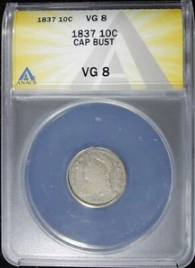 1837 CAPPED BUST DIME ANACS VG-8 (2531973) - Picture 1 of 4