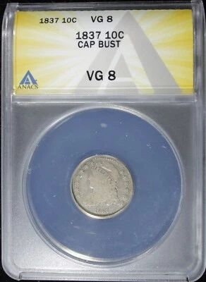 1837 CAPPED BUST DIME ANACS VG-8 (2531973) - Image 1 of 4