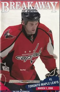 Washington Capitals 3/1/08 Breakaway Program Tom Poti Toronto Maple Leafs - Picture 1 of 1