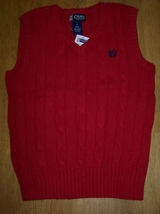 NWT CHAPS RED CABLE KNIT V-NECK SWEATER VEST Size 4  - Picture 1 of 2