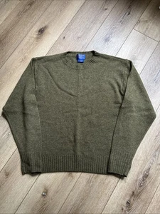 Vintage Pendleton Shetland Virgin Wool Crew Neck Sweater Mens L Green - Picture 1 of 8