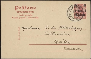 CHINA, Germany, 1906. Offices Post Card P15, Peking - Quebec - Picture 1 of 1