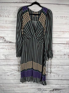 Maeve by Anthropologie Dress Womens 14 Multicolor Long Sleeve Pockets Geometric - Picture 1 of 12