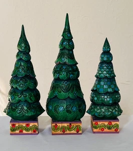 JIM SHORE O' TANNENBAUM SET OF 3 CHRISTMAS TREES 4008112 - Picture 1 of 2