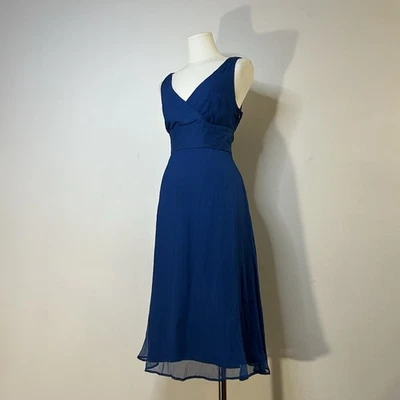 NUEVO SIN ETIQUETAS J. Vestido Crew Ocasiones Especiales Azul Seda 36 Pulgadas Busto Mujer’s 10  Foto 1 de 4