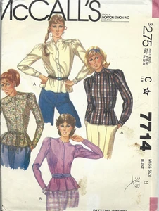 Vintage McCall's #7714-Misses Tops in Size 8, Bust 31 1/2 - Picture 1 of 1