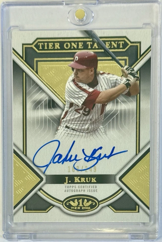 2023 Topps Tier One JOHN J. KRUK Phillies Tier 1 Talent Gold Foil Auto SP /249 - Image 1 of 3