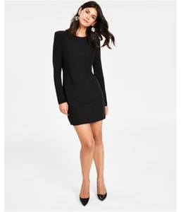 bar III Womens Metallic Knit Long Sleeve Mini Dress, Black, Petite, PP/PXS - Picture 1 of 1
