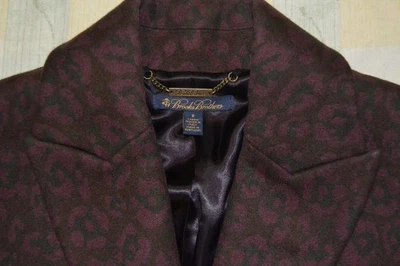 Brooks Brothers Purple/Black Leopard Print  Womens Long Coat Wool Blend Sz 8 - Image 1 of 4