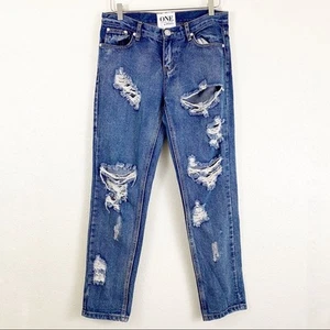 One Teaspoon Awesome Baggies Distressed Denim Jeans Gr. 26 Medium Wash  - Bild 1 von 7