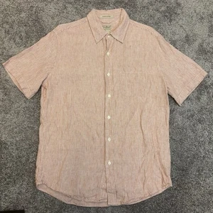 LL Bean Shirt Men’s Medium Short Sleeve Button Down 100% Linen Slightly Fitted - Picture 1 of 6